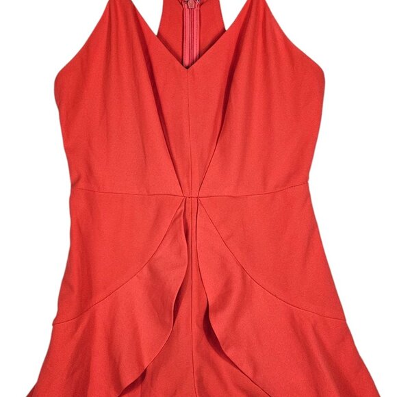🛍️ Coral Red Ruffle Romper - Women's Small - Picture 1 of 6